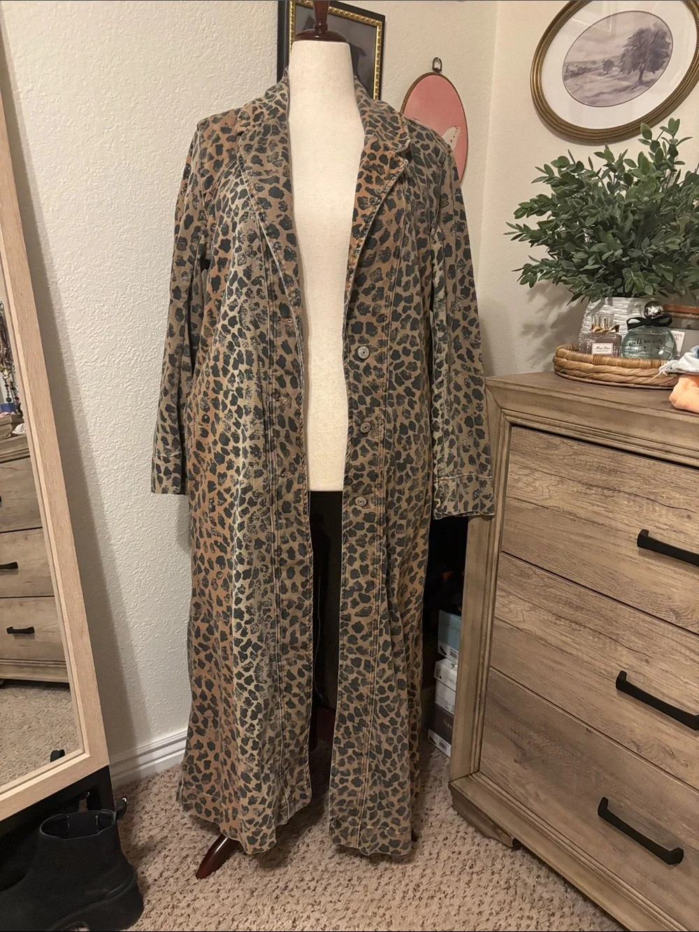 We The Free Monique Cheetah Denim Duster Jacket Size Large NWOT MSRP $228 - Picture 4 of 12